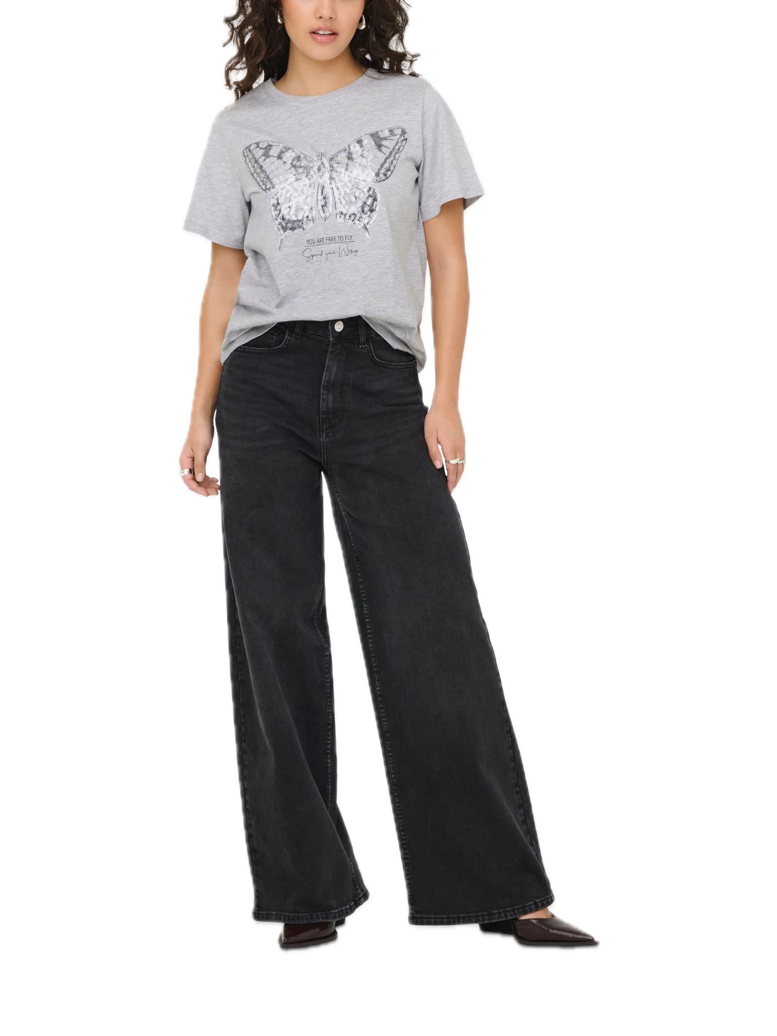 T-shirt JDY Bibbi Grigio con stampa