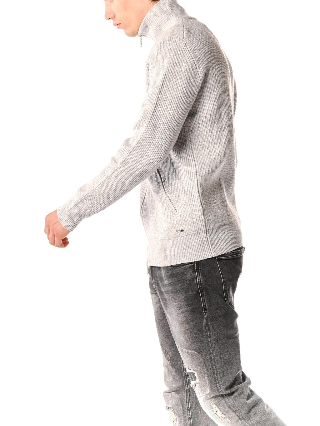 Cardigan Gianni Lupo Grigio zip e tasche GL35051 GRIGIO GIANNI LUPO 