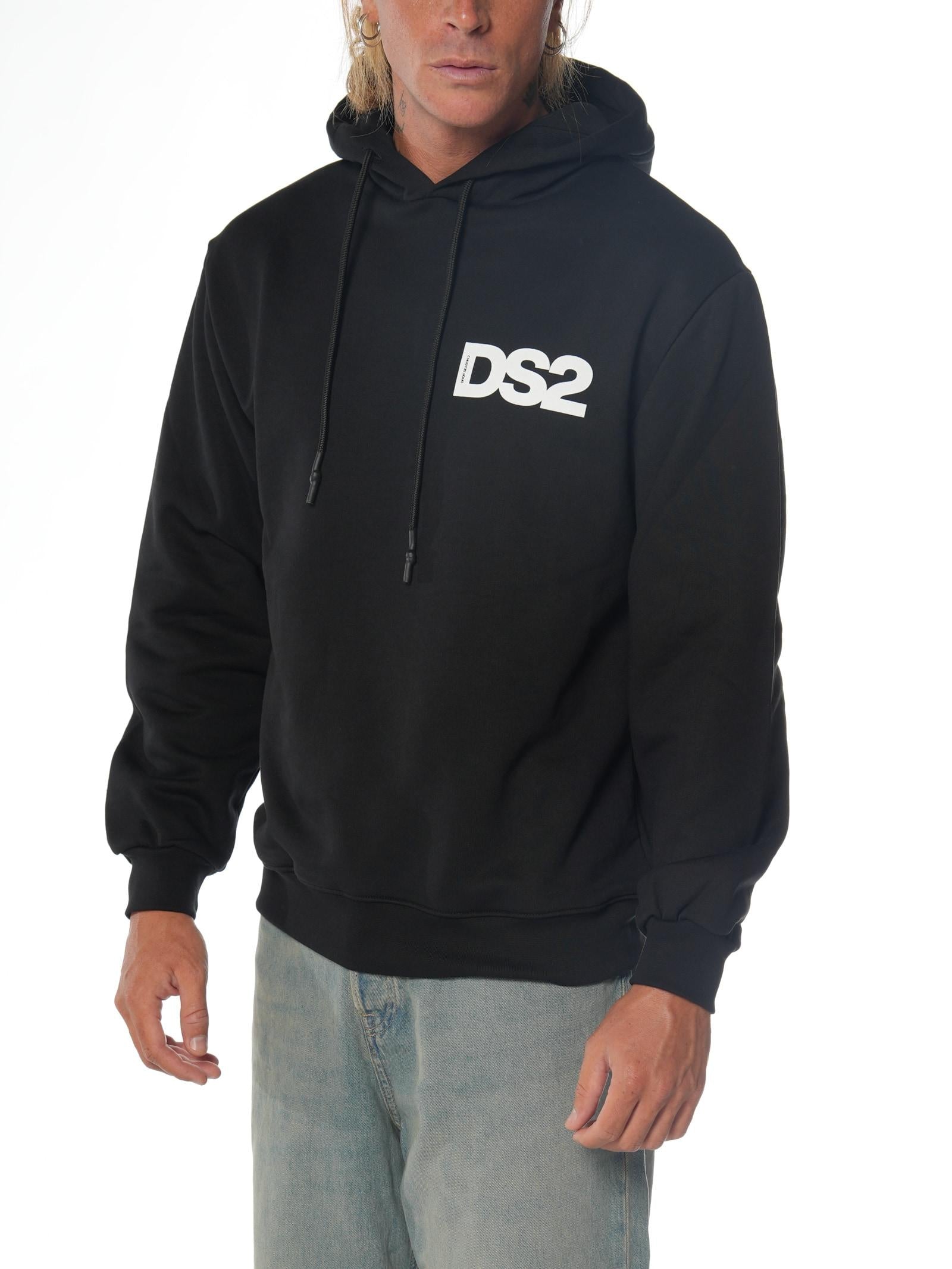 Felpa DS2 Nero Basic con cappuccio FW25227 NERO DS2 