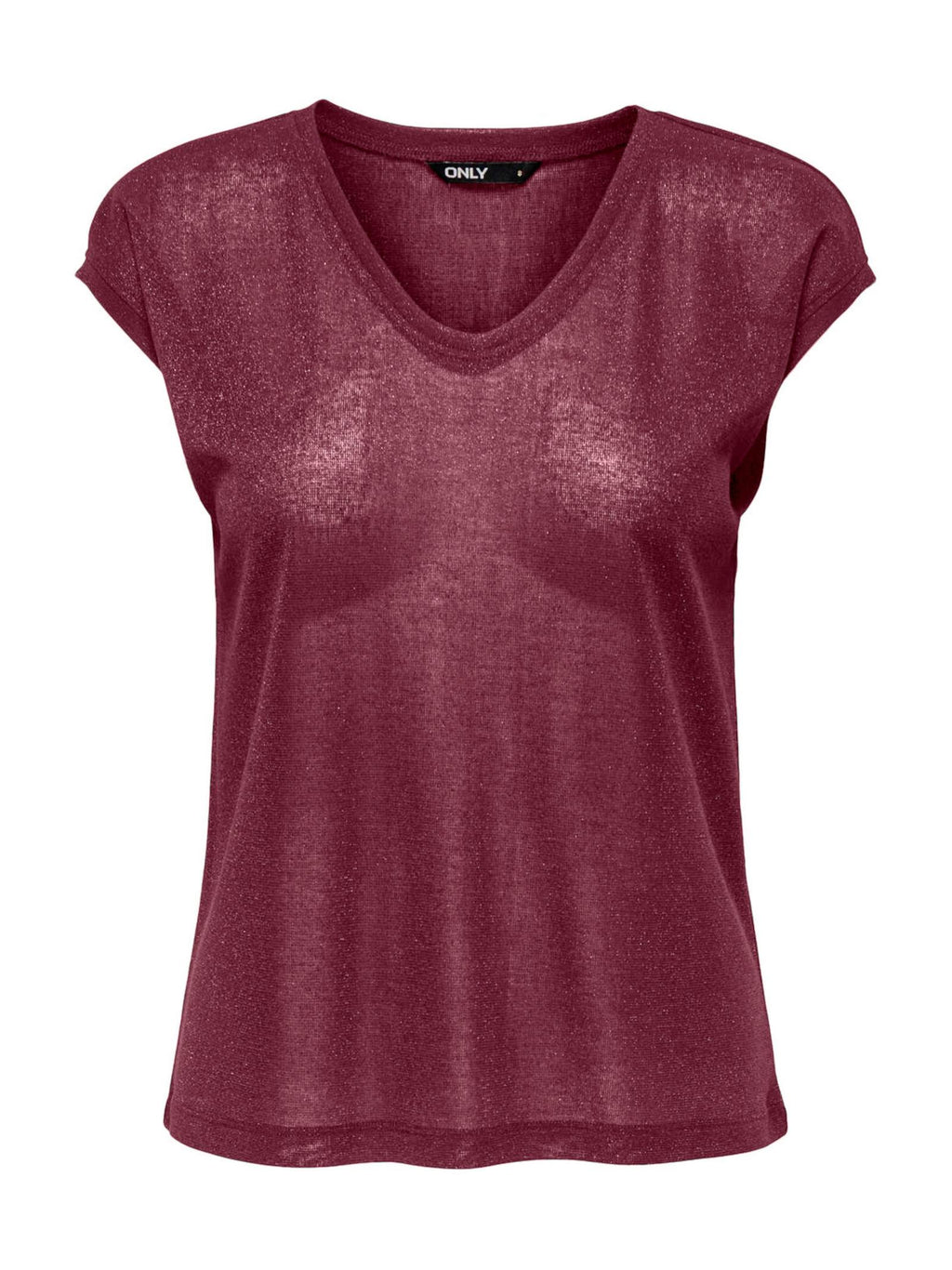 T-Shirt Only Silver Bordeaux in lurex 15136069 /Burgundy ONLY 