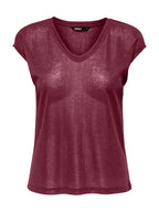 T-Shirt Only Silver Bordeaux in lurex 15136069 /Burgundy ONLY 