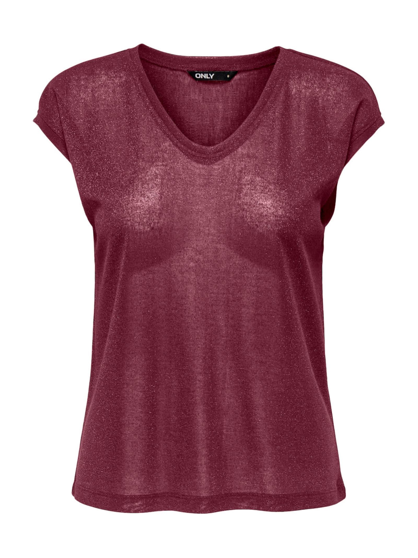 T-Shirt Only Silver Bordeaux in lurex 15136069 /Burgundy ONLY 