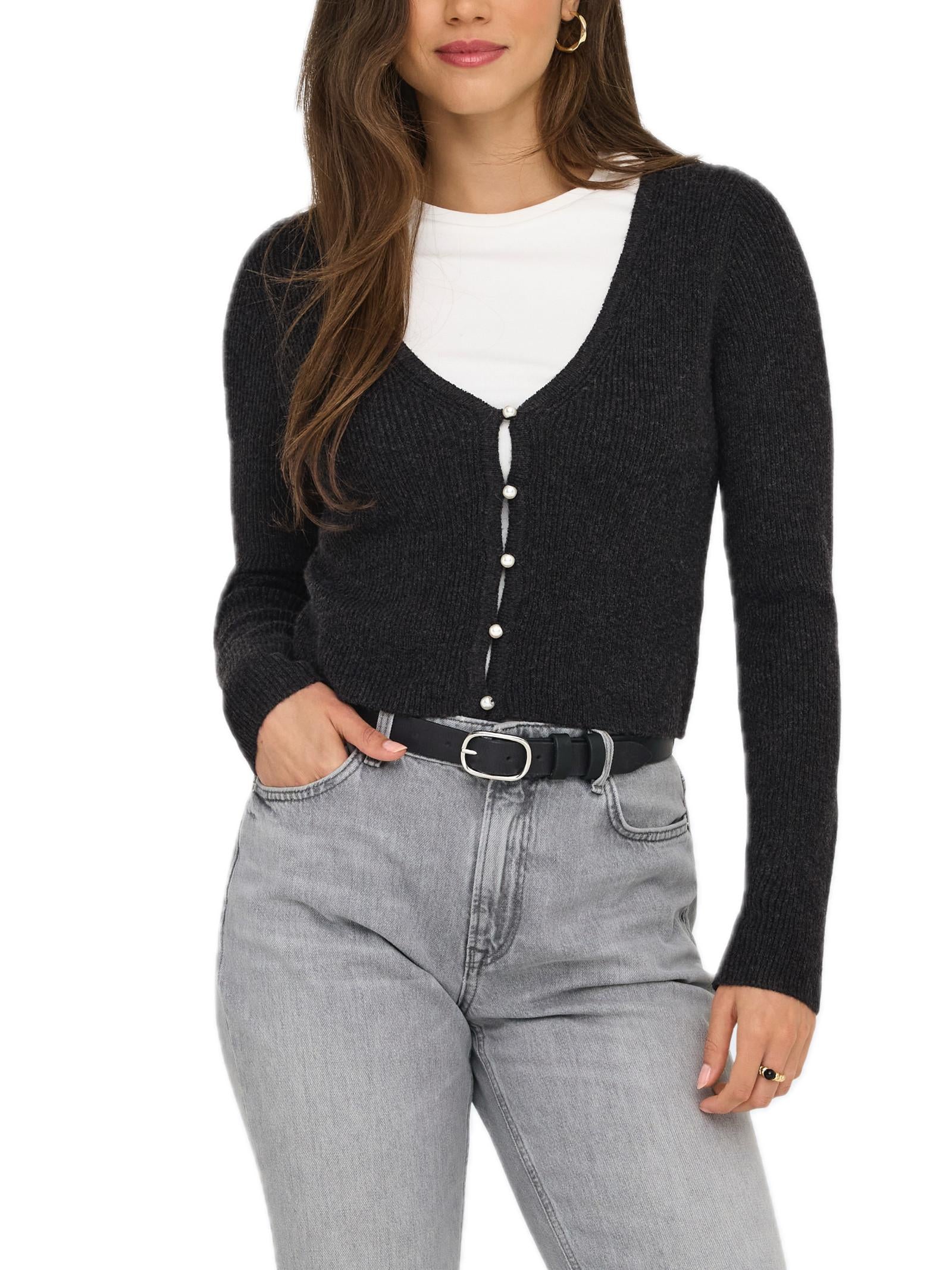 Cardigan Only Rica Antracite scollo a V 15349137 /Dark Grey Melange ONLY 
