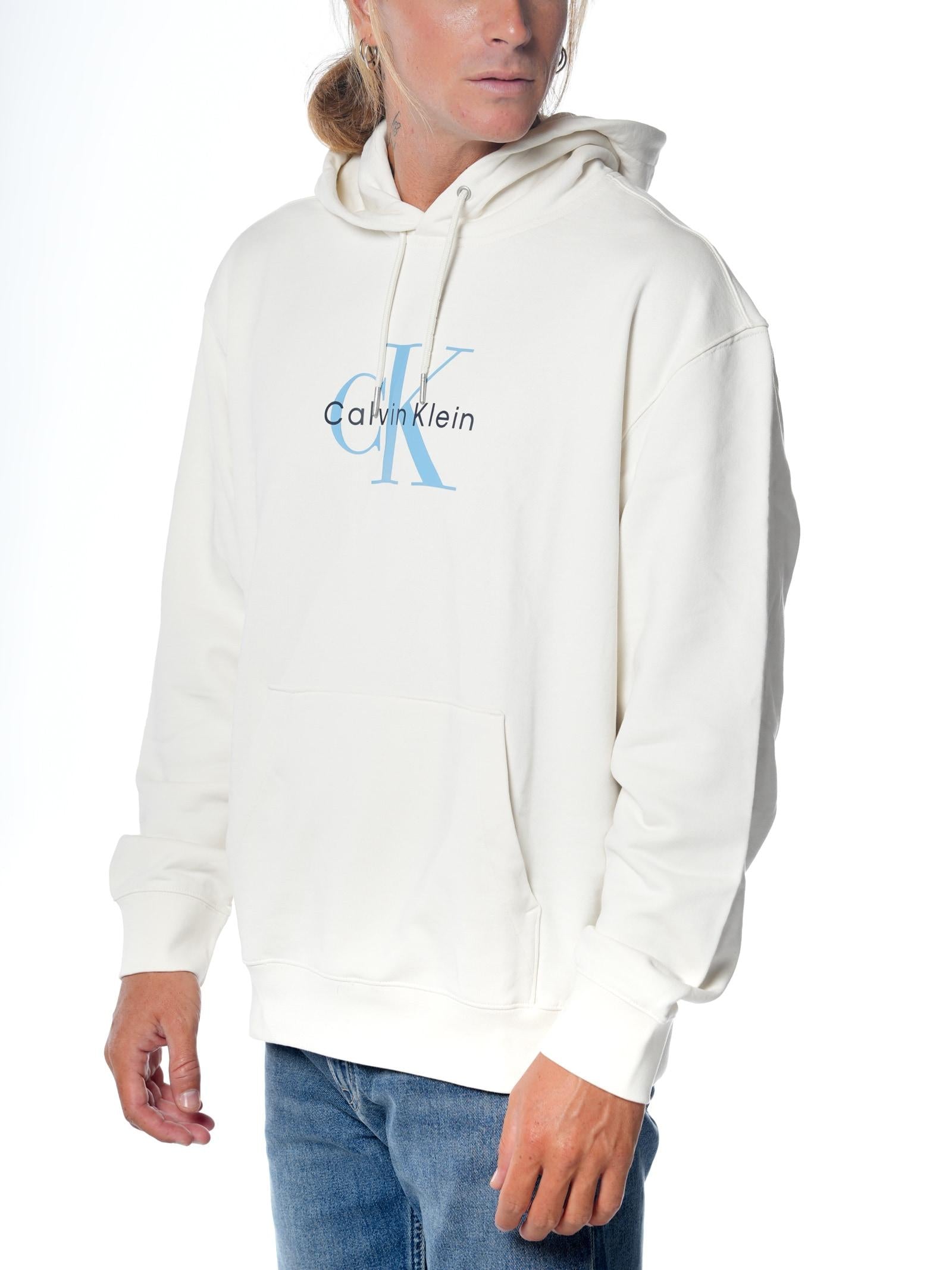 Felpa Calvin Klein Bianco Monologo cappuccio LV04RC282G YAS CALVIN KLEIN 