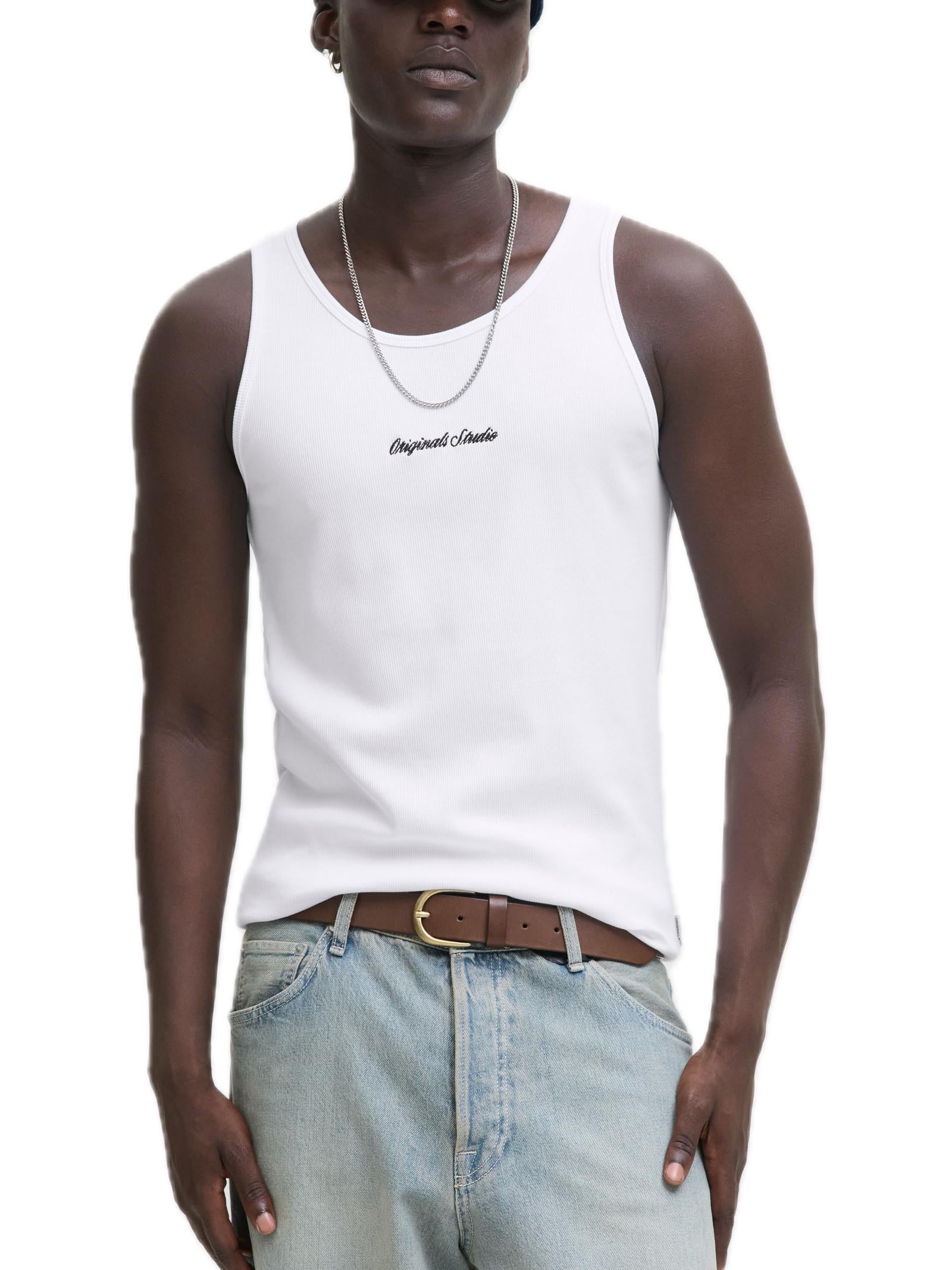 Canotta Jack & Jones Bianco Ebro stampa 12284156 /Bright White JACK & JONES 