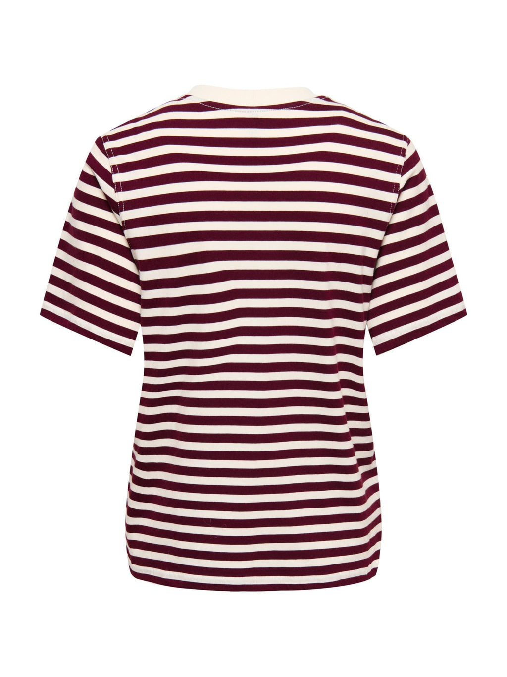 T-shirt Only Livina Bianco Bordeaux a maniche corte a righe 15359677 /Fig ONLY 