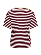 T-shirt Only Livina Bianco Bordeaux a maniche corte a righe 15359677 /Fig ONLY 
