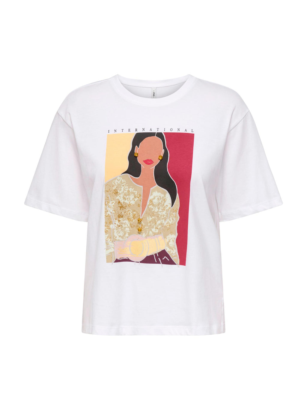 T-shirt Only Bianco Susan stampa 15372179 /Inter. Bright White ONLY 