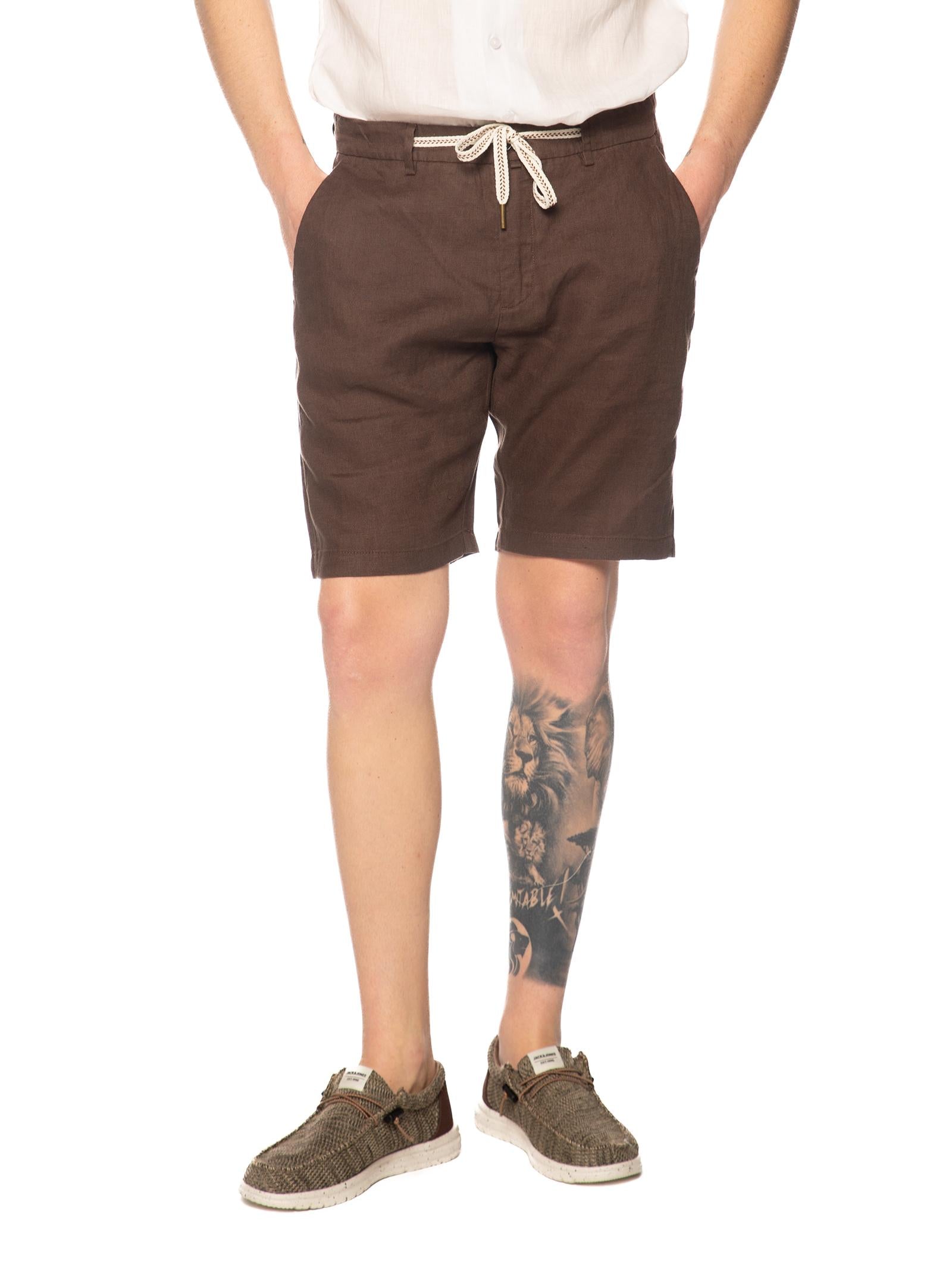 Bermuda Gianni Lupo Marrone lino con elastico MORRIS COFFEE GIANNI LUPO 