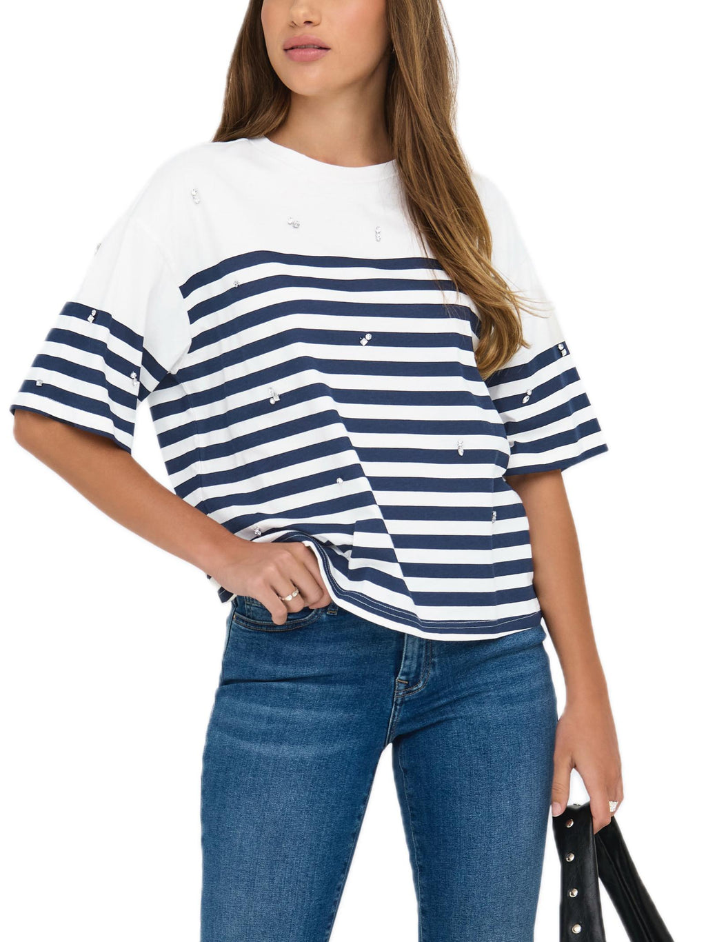 T-shirt Only Alize Blu a righe 15358796 /Night sky Cloud Dancer ONLY 