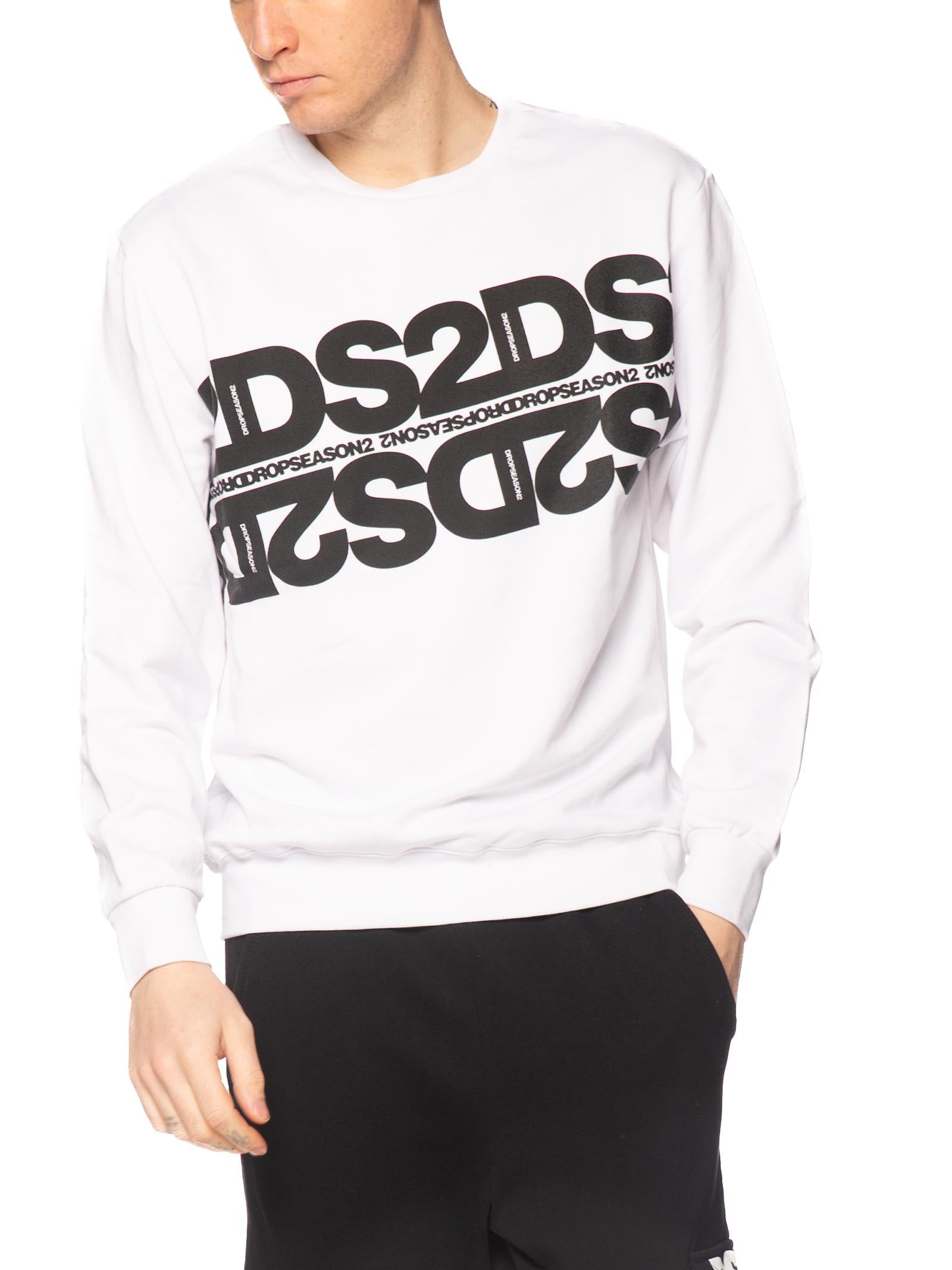 Felpa DS2 Bianco Diagonal girocollo SS26256 BIANCO DS2 