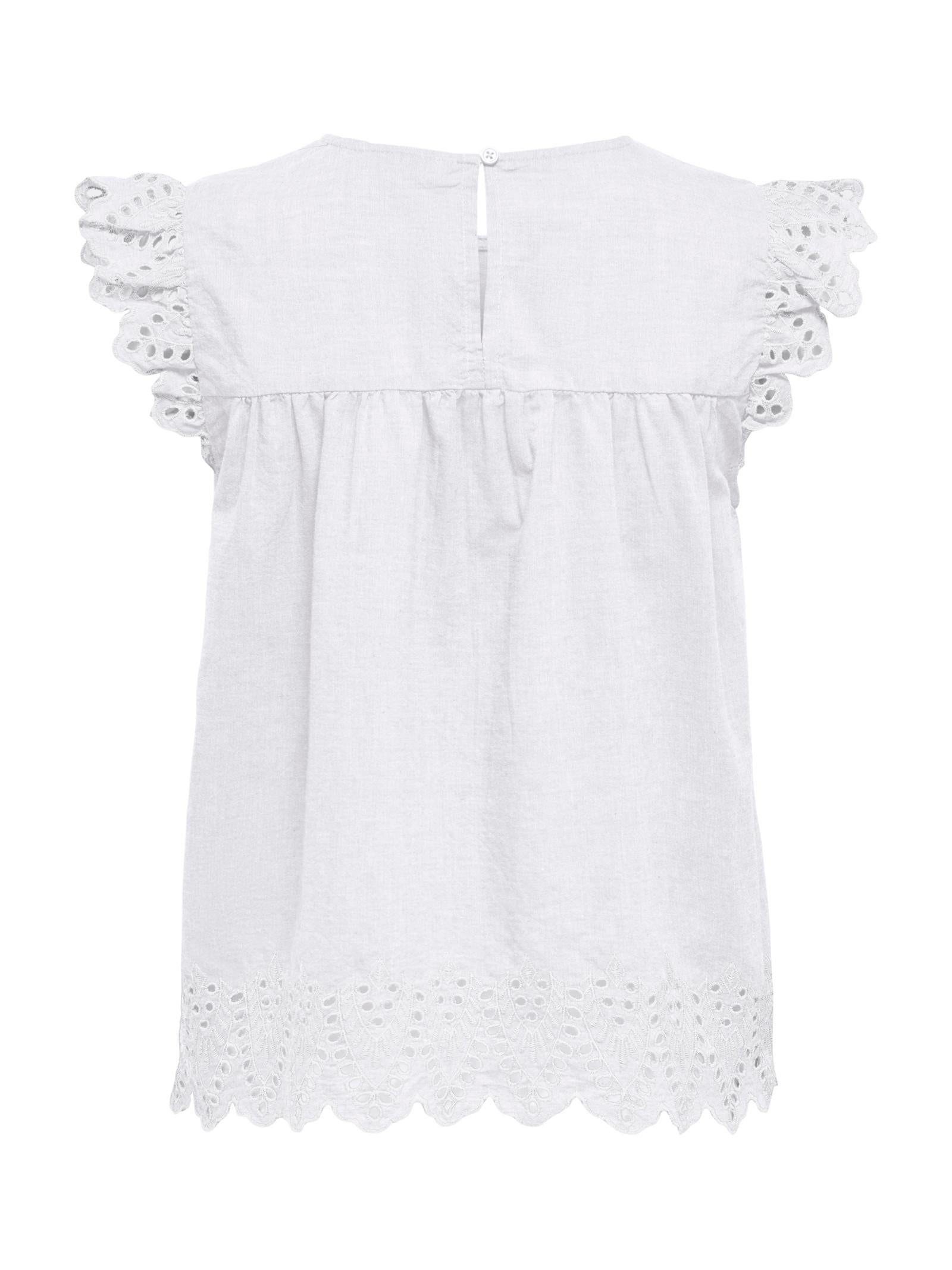 T-shirt Only Bianco Tulum sangallo 15367431 /Bright White ONLY 