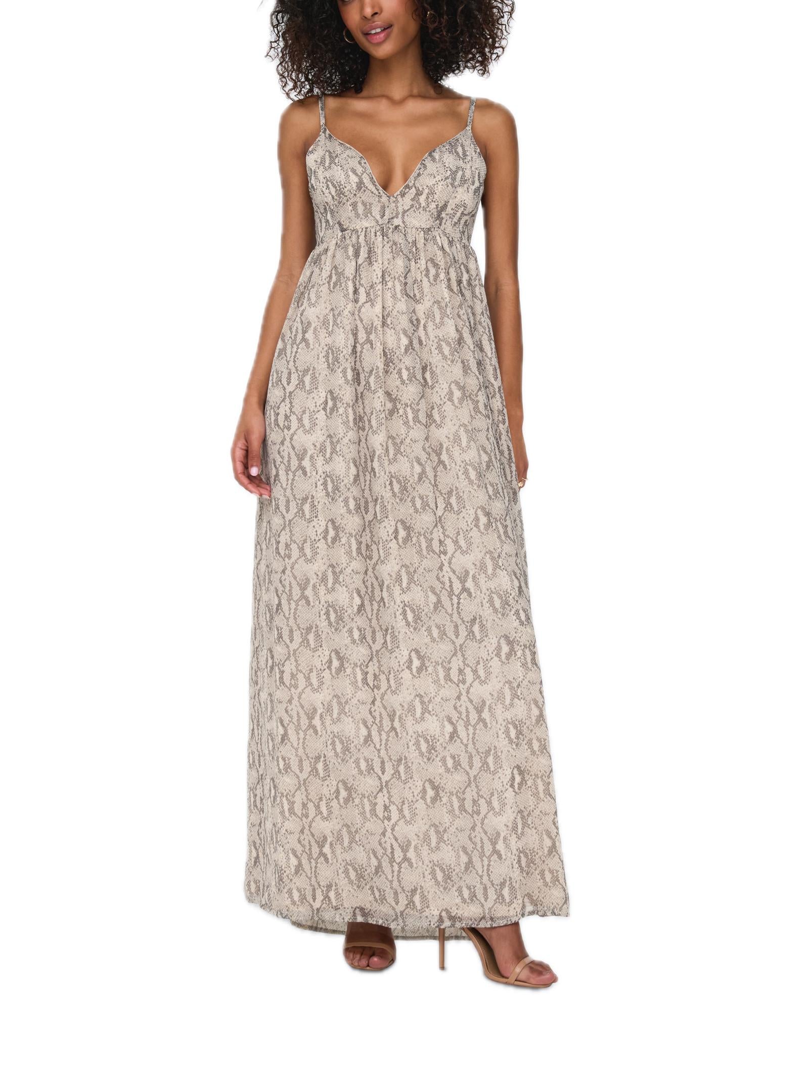 Abito Only Pitone Sadia scollo a V 15344642 /Pastel Parchment ONLY 