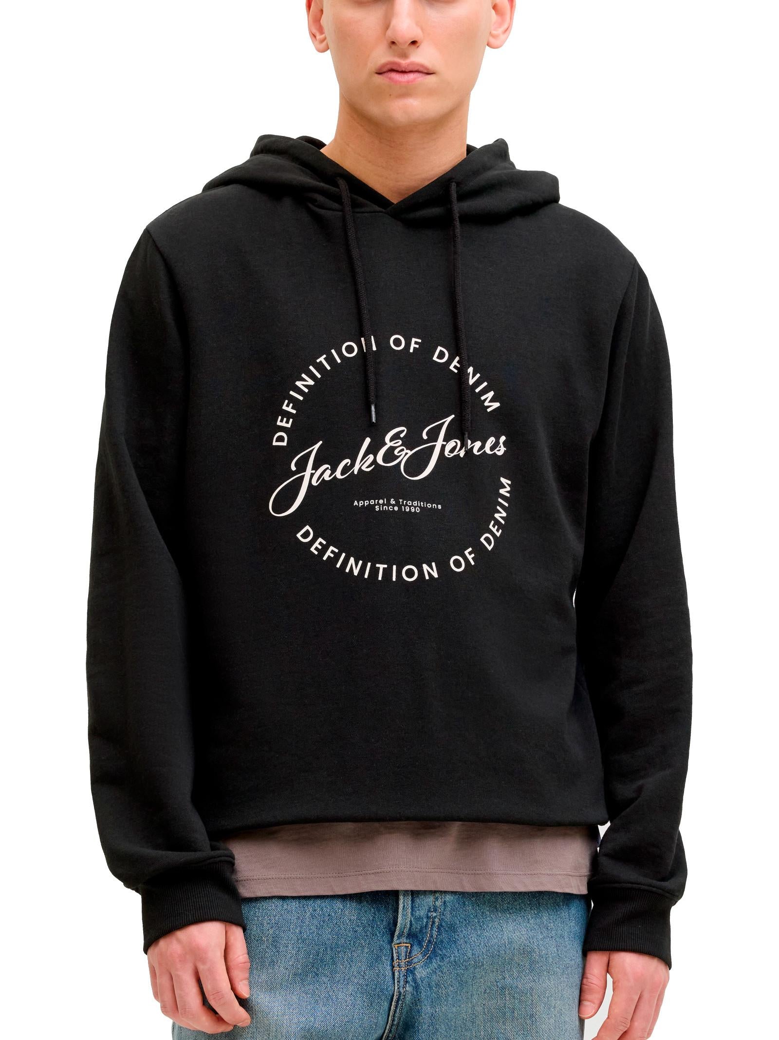 Felpa Jack & Jones Nero Grayson con stampa 12288378 /Black JACK & JONES 