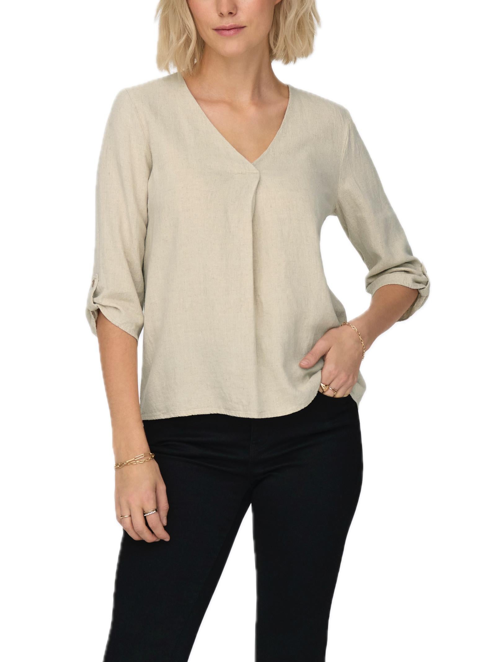 Blusa Jacqueline De Yong Say Beige in lino 15317390 /Oatmeal JDY 