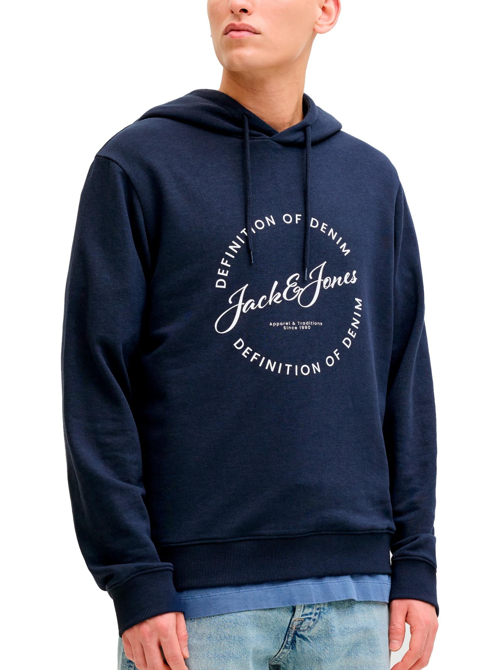 Felpa Jack & Jones Blu Grayson con stampa 12288378 /Navy Blazer JACK & JONES 
