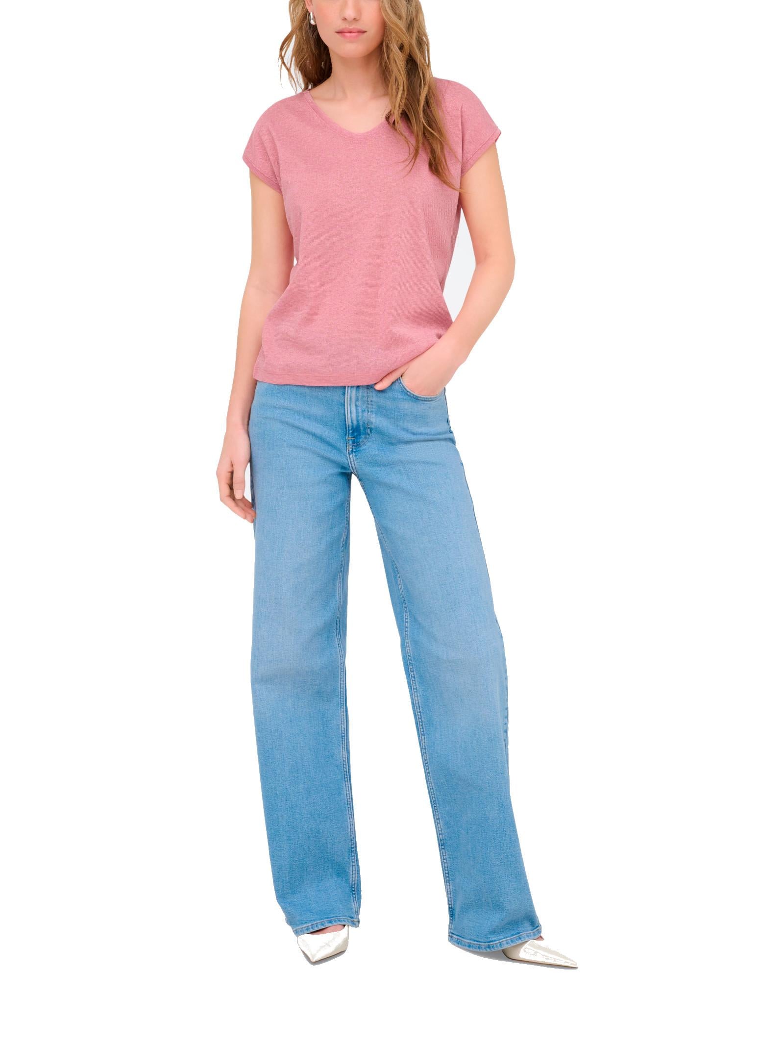 T-Shirt Only Silver Rosa in lurex 15136069 /Bonbon ONLY 