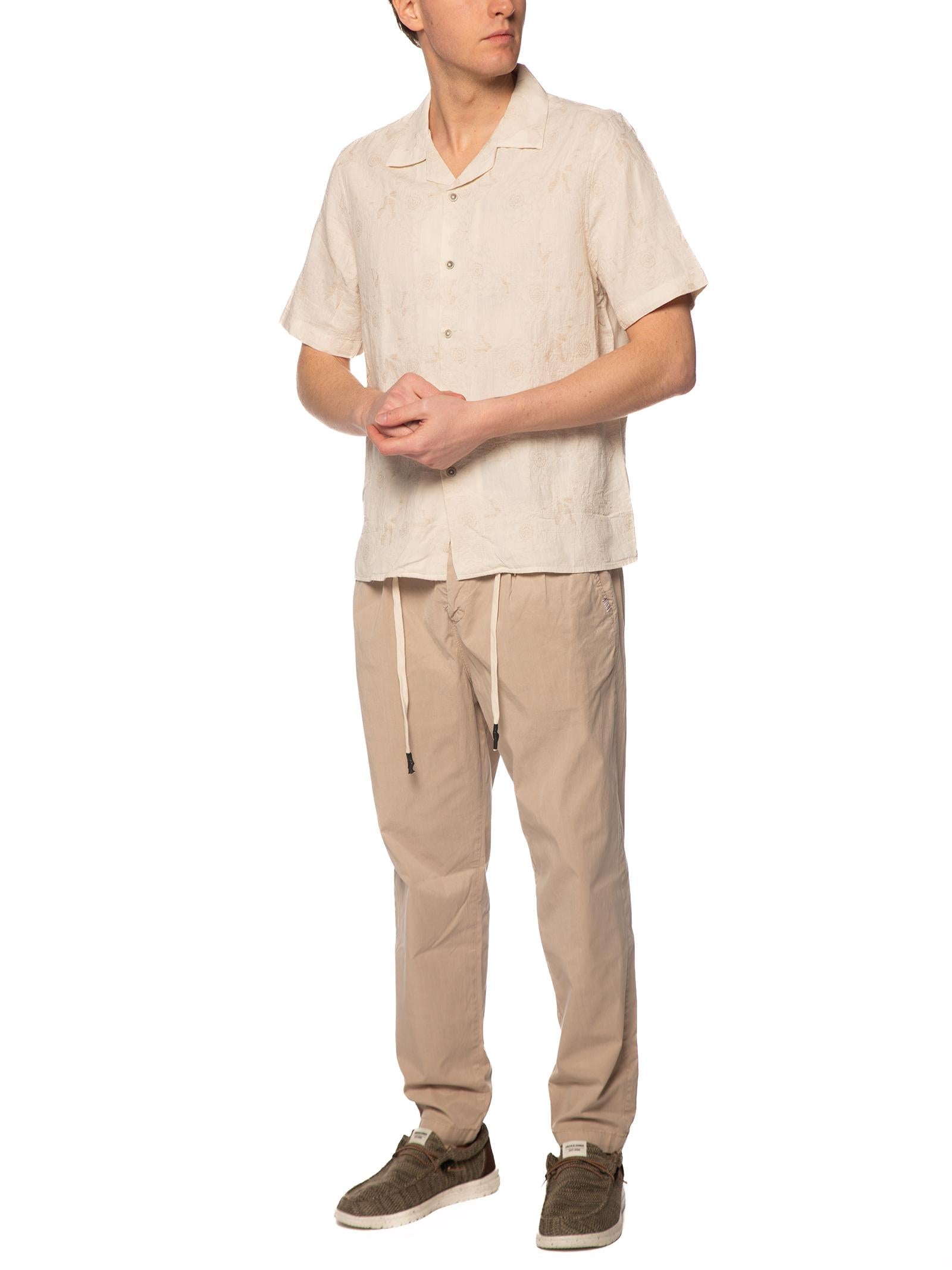 Camicia Block Eleven Beige in jacquard manica corta 04BL2608 BEIGE BLOCK ELEVEN 