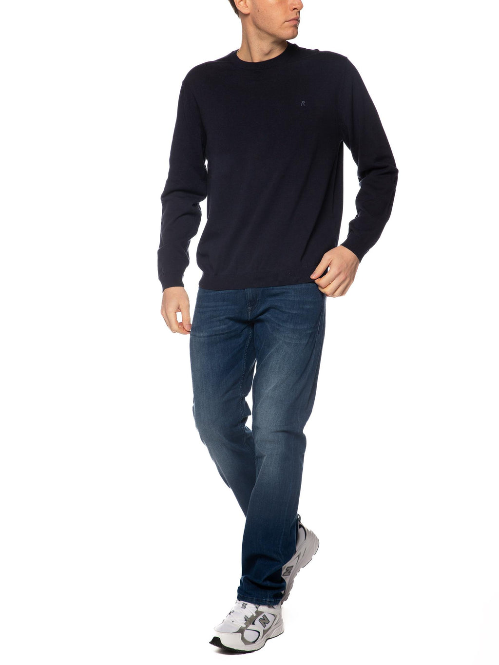 Maglia Replay Blu basic con logo UK4581 088 REPLAY 