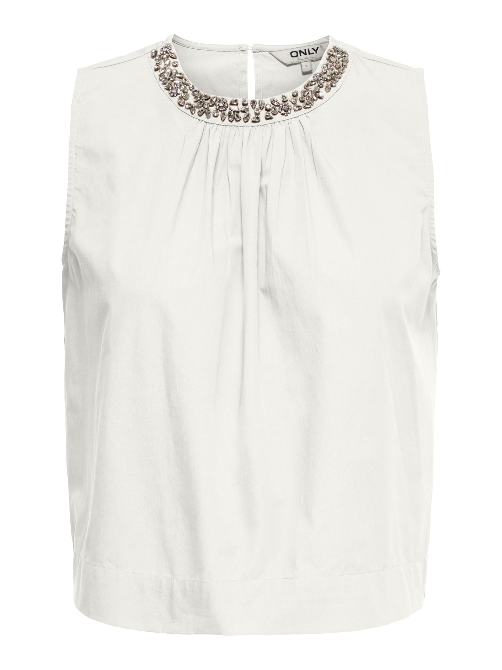 Top Only Bianco Rayi smanicato 15371623 /Cloud Dancer ONLY 