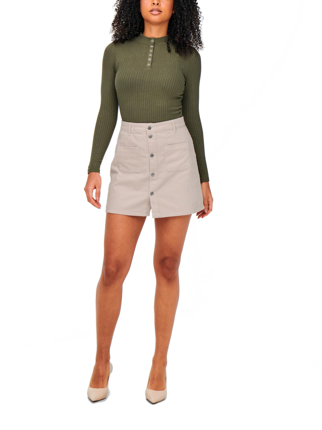 Gonna Jacqueline De Yong Shiraz Beige con bottoni 15220695 /Moonbeam JDY 