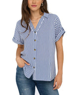 Camicia Only Blu bianco Yasmin a manica corta 15348758 /Peacoat ONLY 