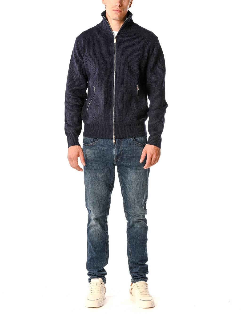 Cardigan Gianni Lupo Blu zip e tasche GL35051 BLU GIANNI LUPO 