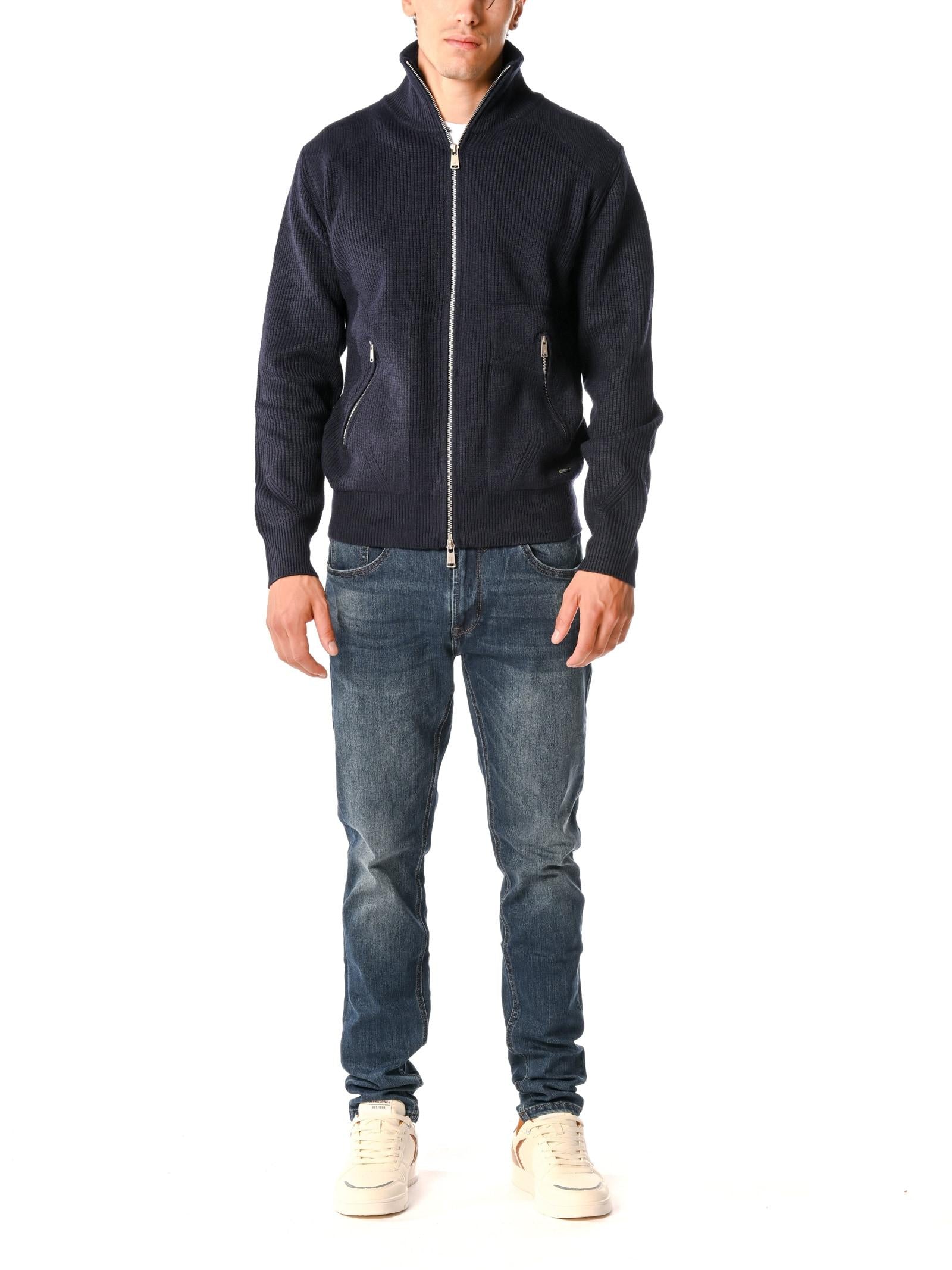 Cardigan Gianni Lupo Blu zip e tasche GL35051 BLU GIANNI LUPO 