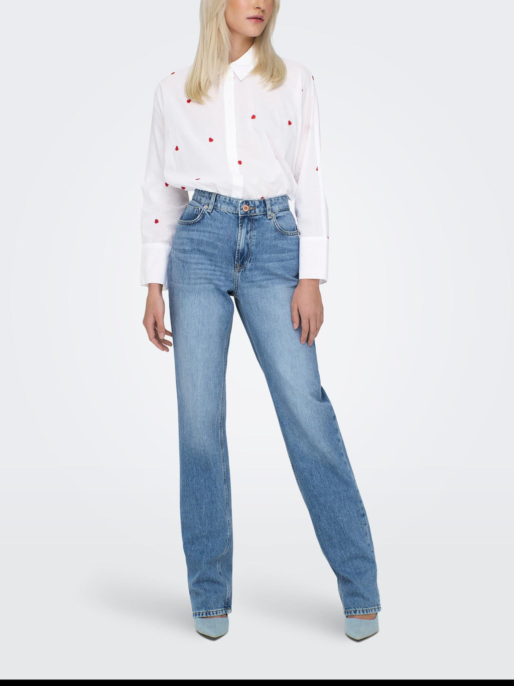 Camicia Only Bianco Lina polsini ampi 15283743 /Heart Bright ONLY 