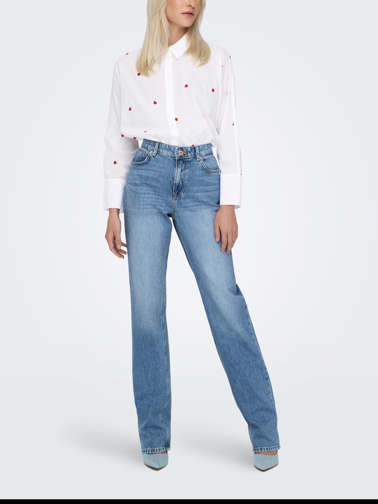 Camicia Only Bianco Lina polsini ampi 15283743 /Heart Bright ONLY 