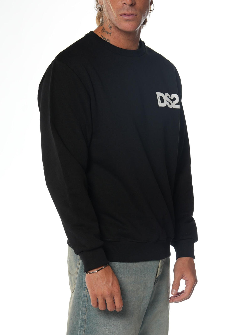 Felpa DS2 Nero Basic girocollo FW25229 NERO DS2 