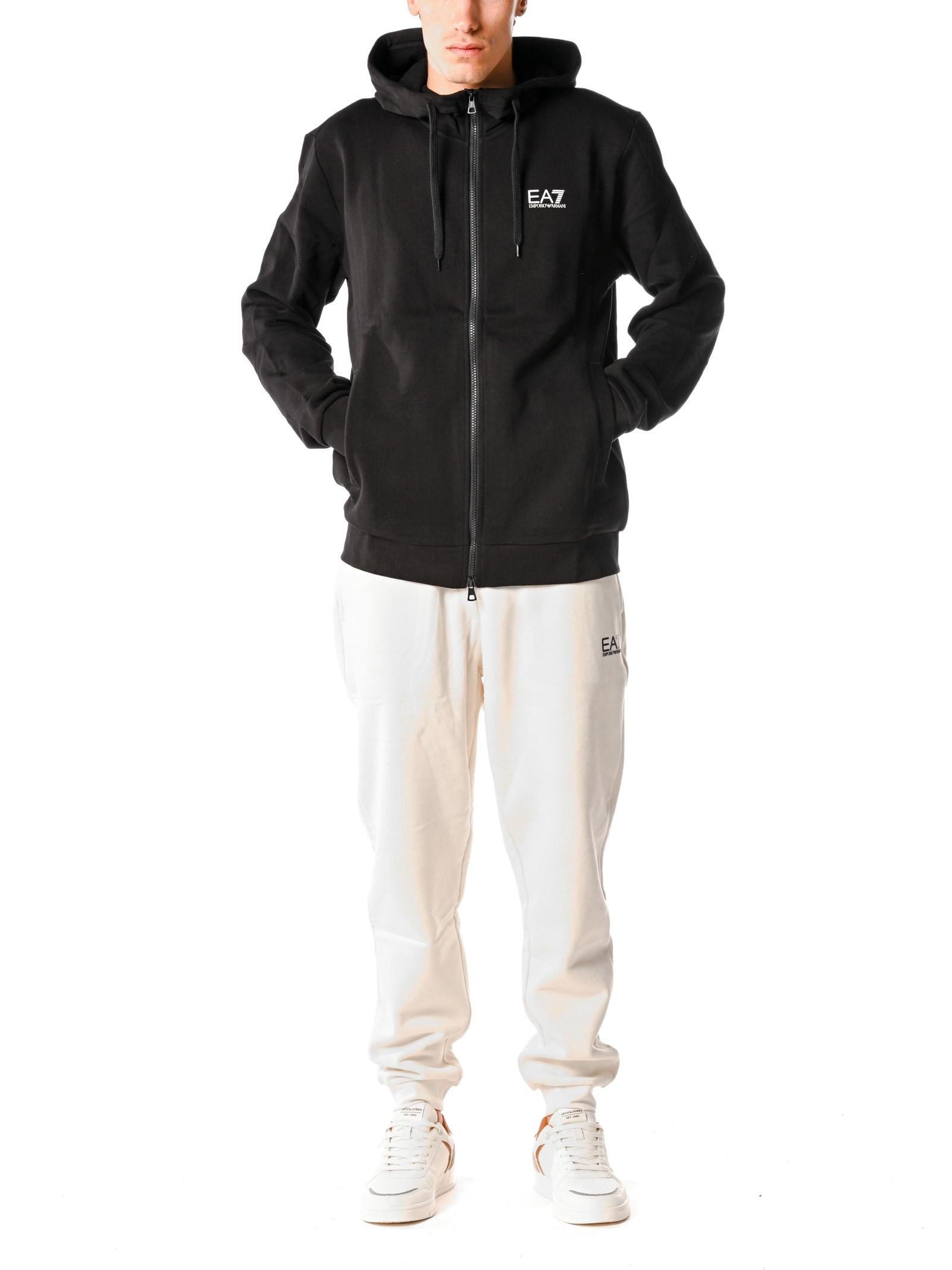 Felpa Emporio Armani Nero con zip e cappuccio 8NPM38 1200 EA7 