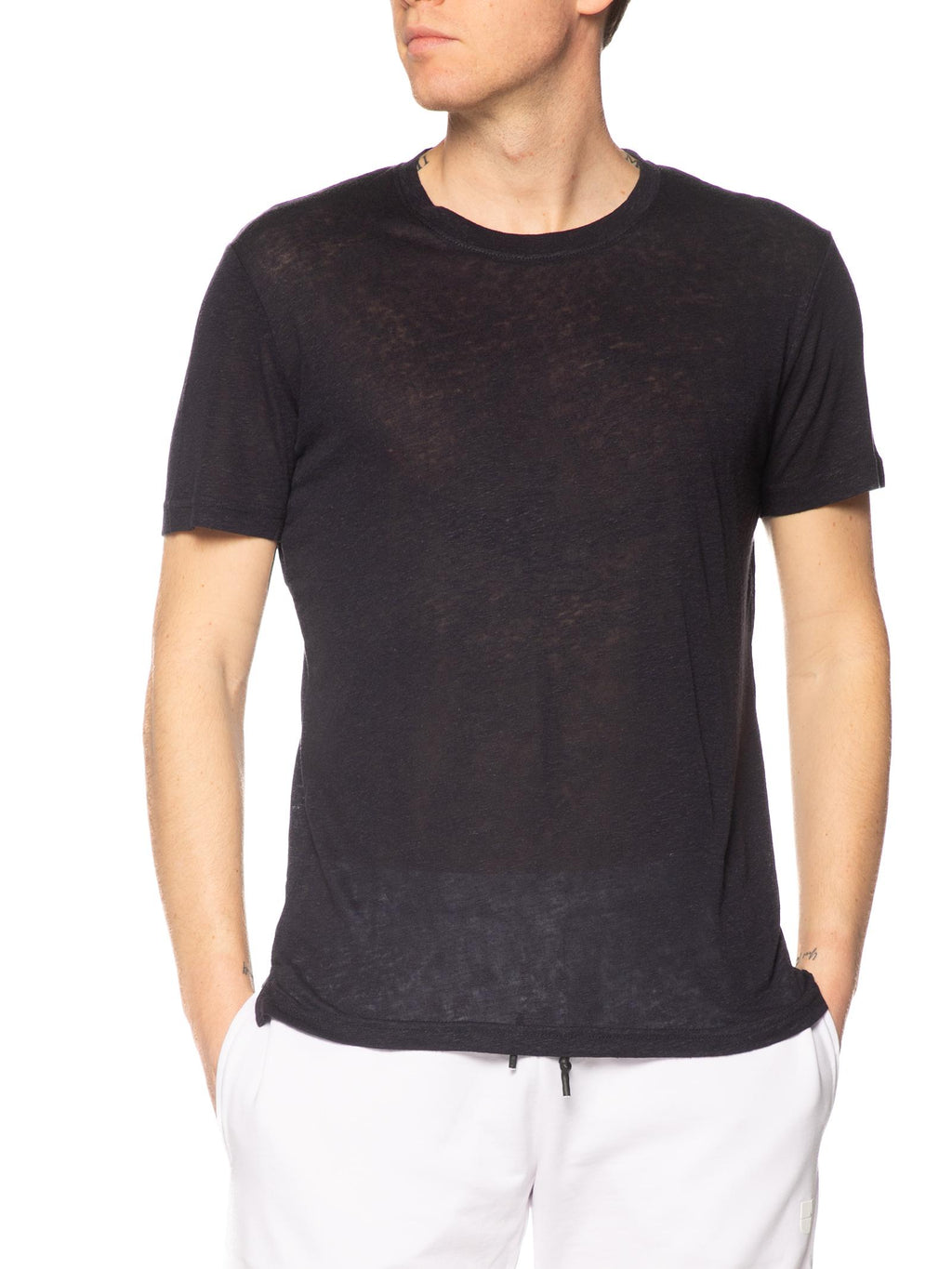 T-shirt Urban Ring Blu in lino manica corta UR1110015 BLU URBAN RING 