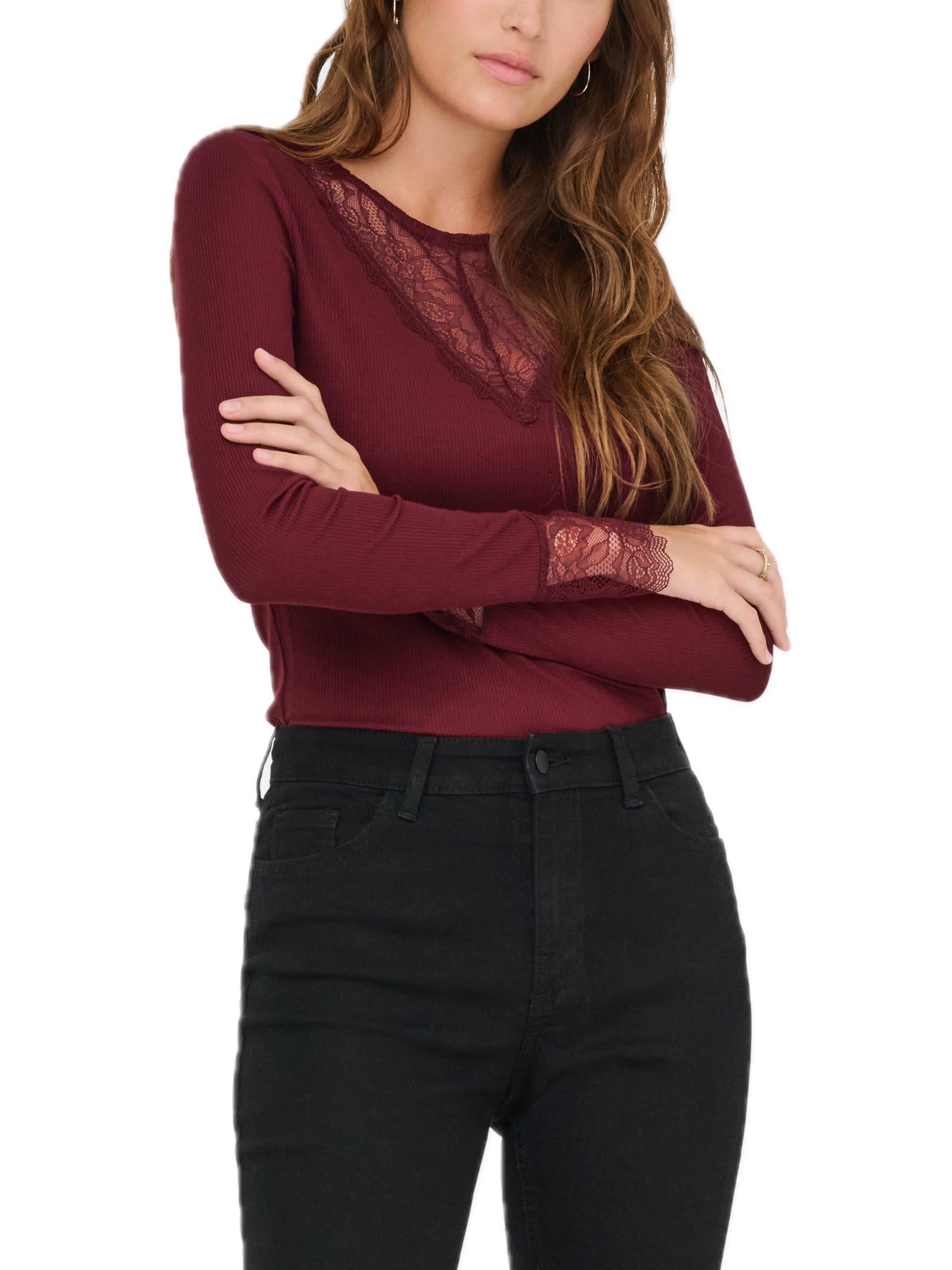 T-shirt Jacqueline De Yong Roxy Bordeaux pizzo 15317464 /Cabernet JDY 