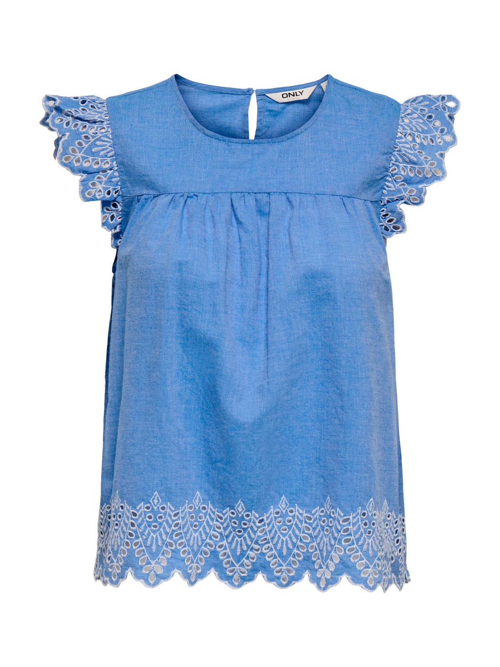 T-shirt Only Azzurro Tulum sangallo 15367431 /Blue Bonnet ONLY 