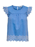 T-shirt Only Azzurro Tulum sangallo 15367431 /Blue Bonnet ONLY 