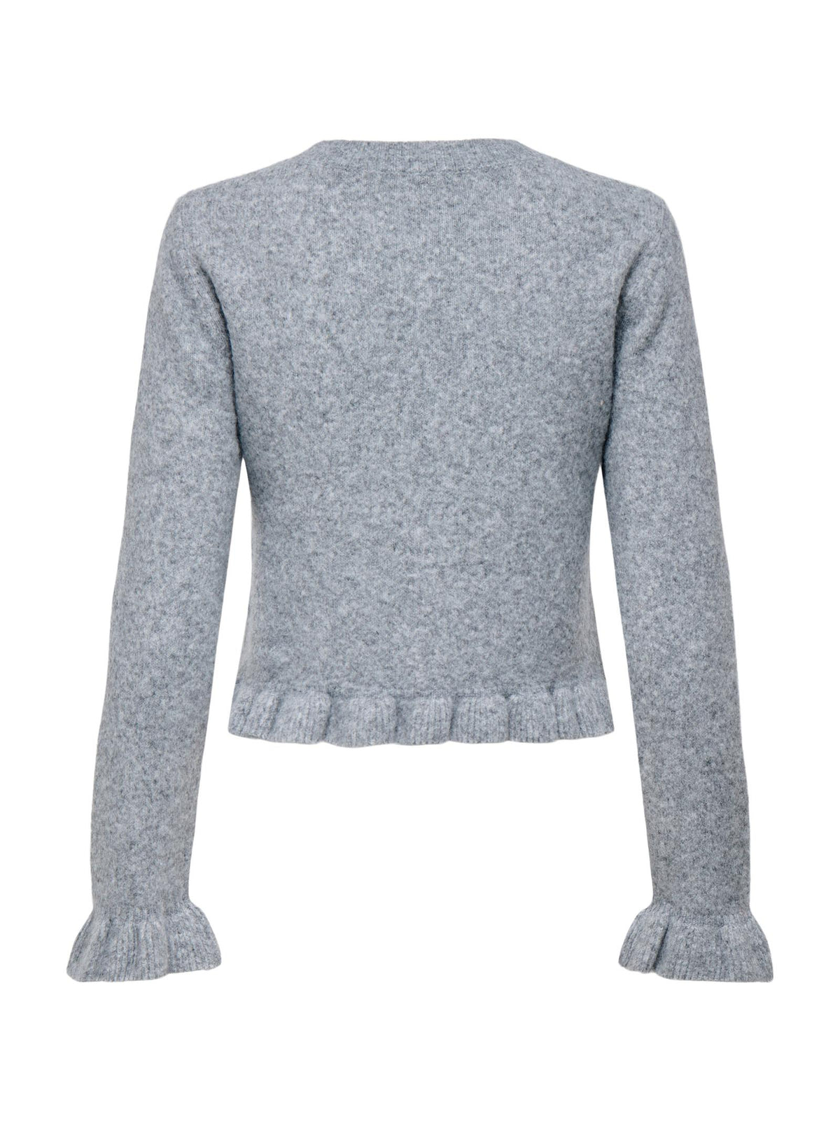 Cardigan in maglia Only Rima Grigio con volant 15360942 /Light Grey Melange ONLY 