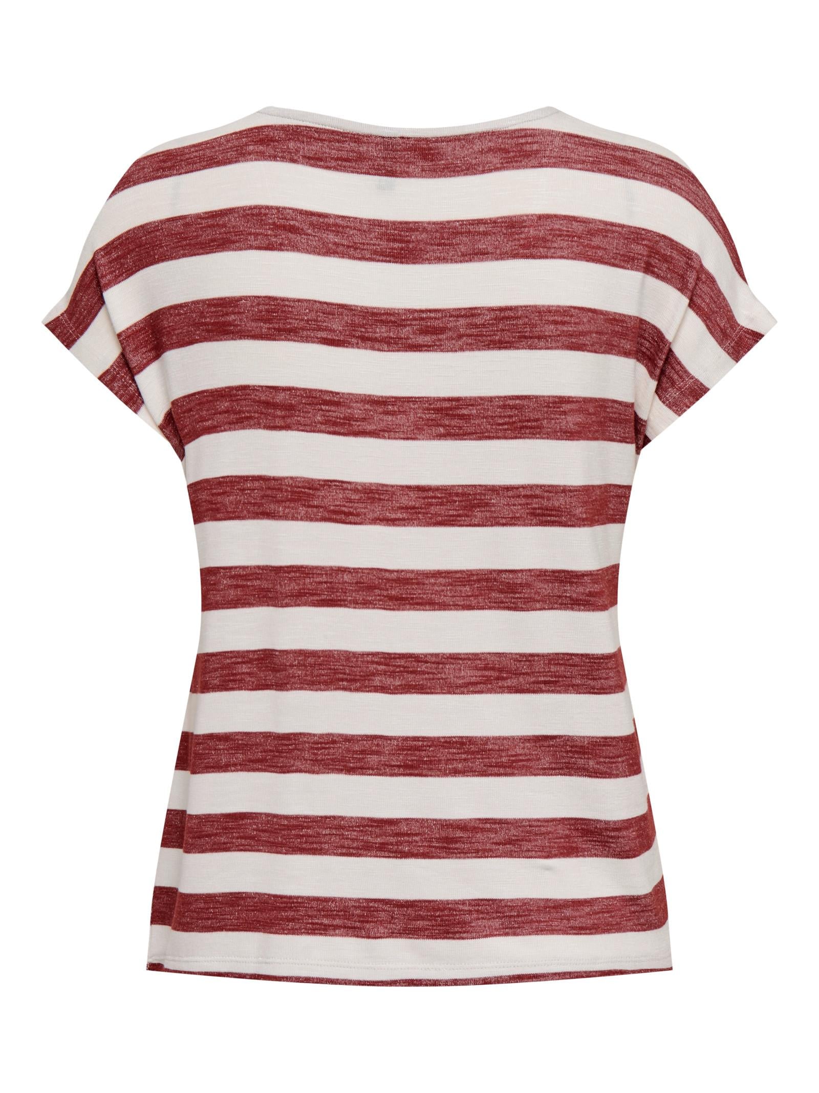 T-shirt Only Bianco Bordeaux Lira a righe 15252103 /Spiced Apple ONLY 