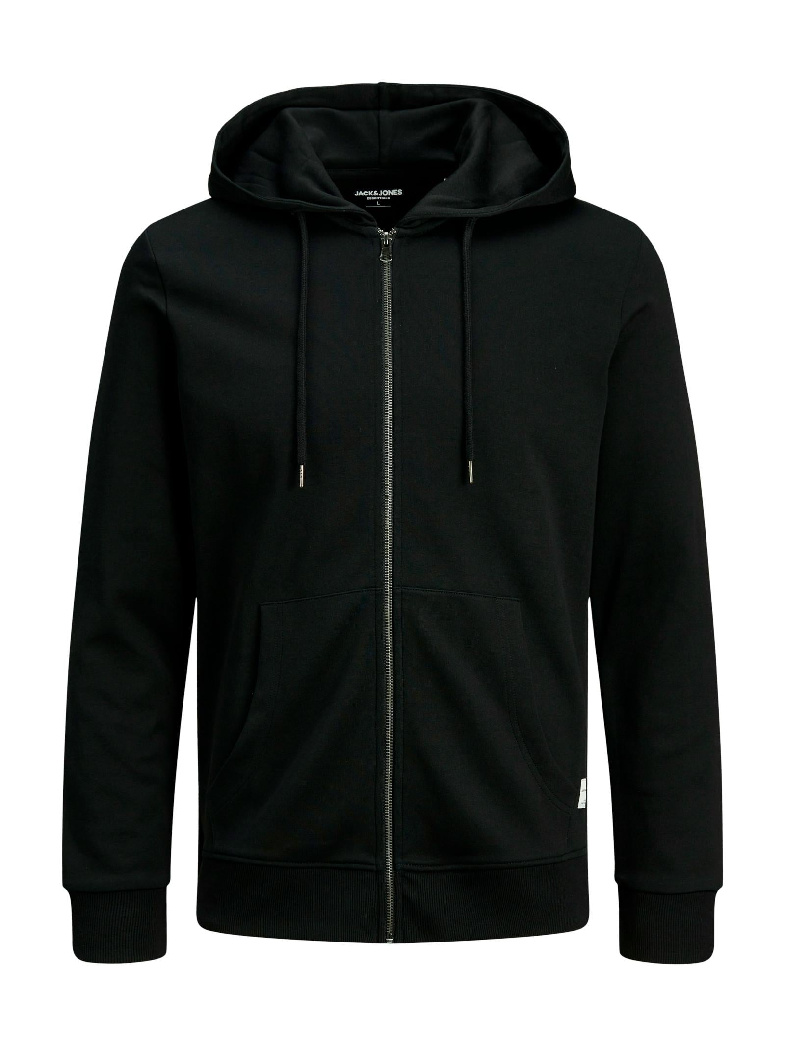 Felpa Jack & Jones Basic Nero con zip e cappuccio 12181901 /Black JACK & JONES 