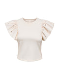 T-shirt Only Bianco Macy volant 15372724 /Cloud Dancer ONLY 