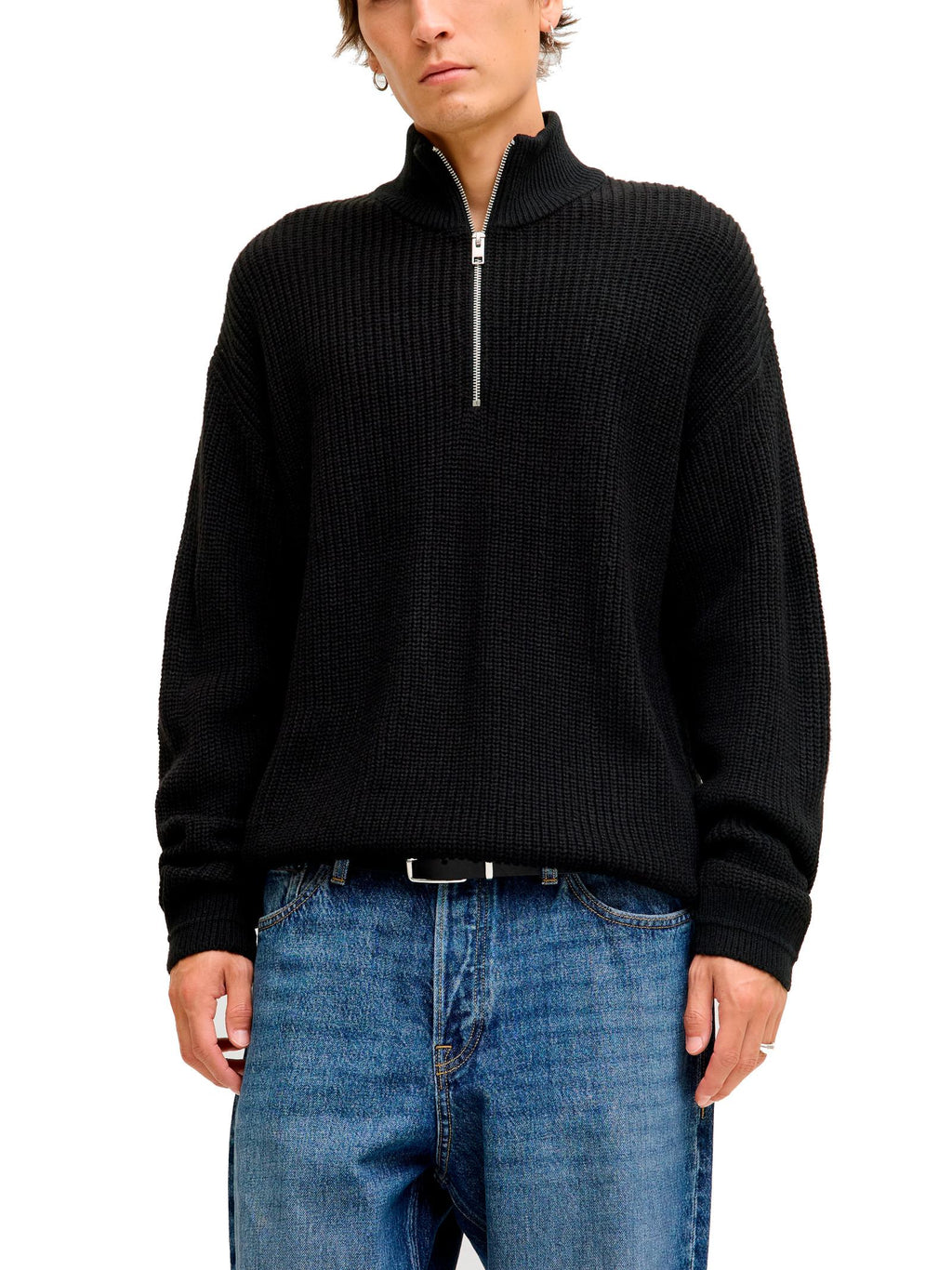 Maglia Jack & Jones Kaito Nero mezza zip 12278959 /Black JACK & JONES 