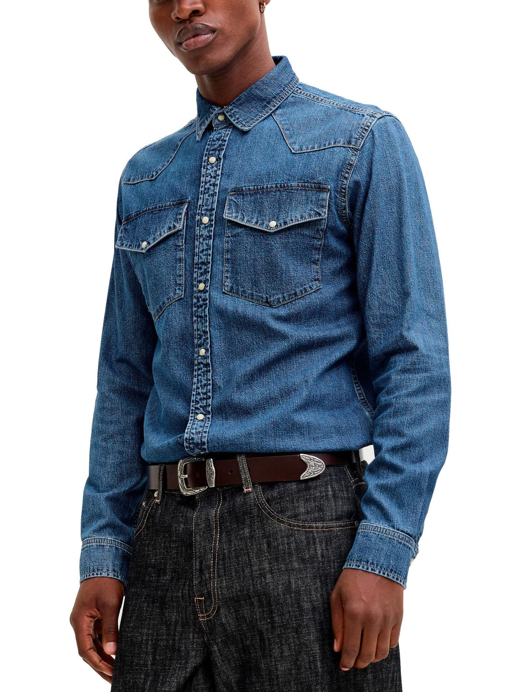 Camicia Jack & Jones Seridan Medium Blue Denim 12289219 /Blue Denim JACK & JONES 