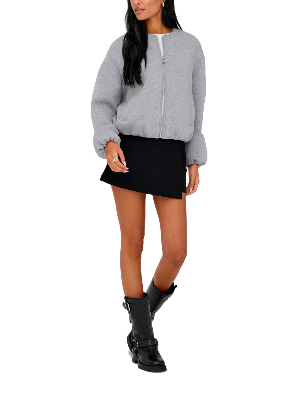 Giubbotto Only Ellie Grigio girocollo 15344567 /Medium Grey Melange ONLY 