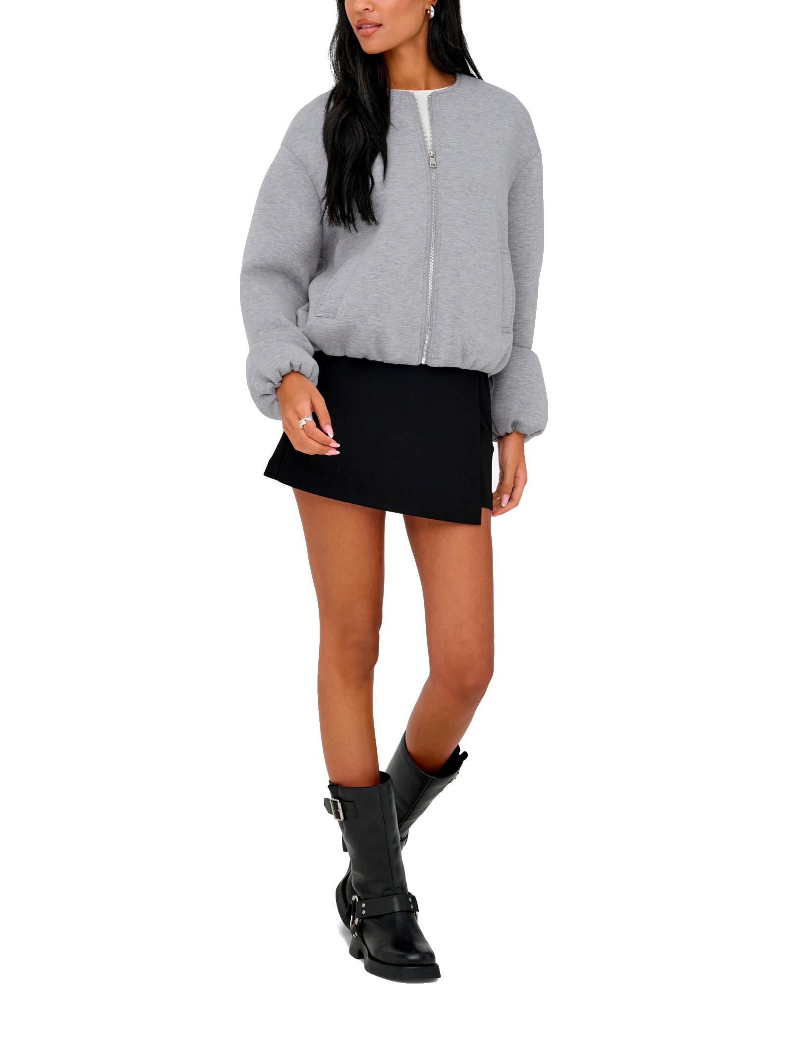 Giubbotto Only Ellie Grigio girocollo 15344567 /Medium Grey Melange ONLY 