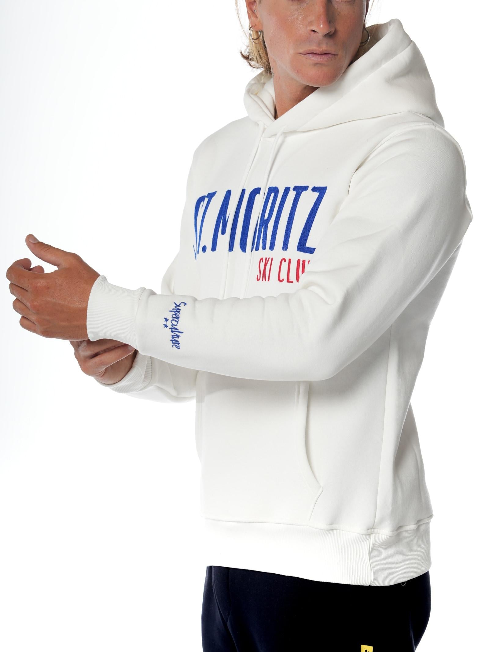 Felpa Superculture Bianco St Moritz cappuccio A1399 BIANCO SUPERCULTURE 
