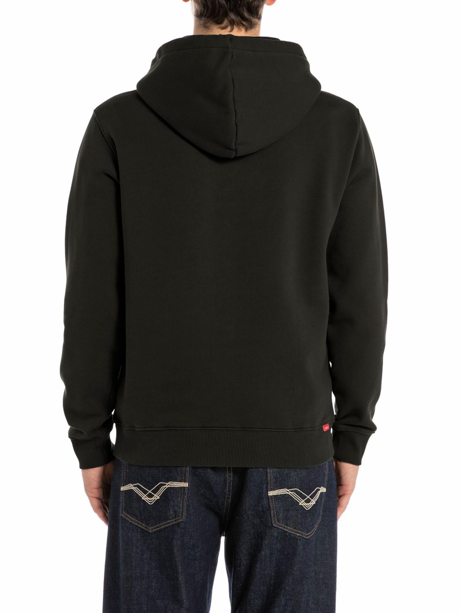 Felpa Replay Basic Nero cappuccio logo piccolo M3109 098 REPLAY 