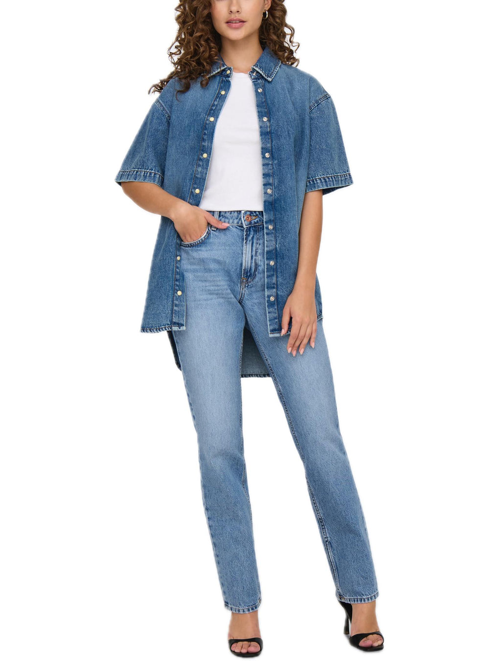 Jeans Only Blue Denim Brenda Straight fit 15345428 /Light Medium Blue Denim ONLY 