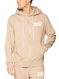 Felpa DS2 Sabbia Basic con cappuccio e zip SS26271 SABBIA DS2 