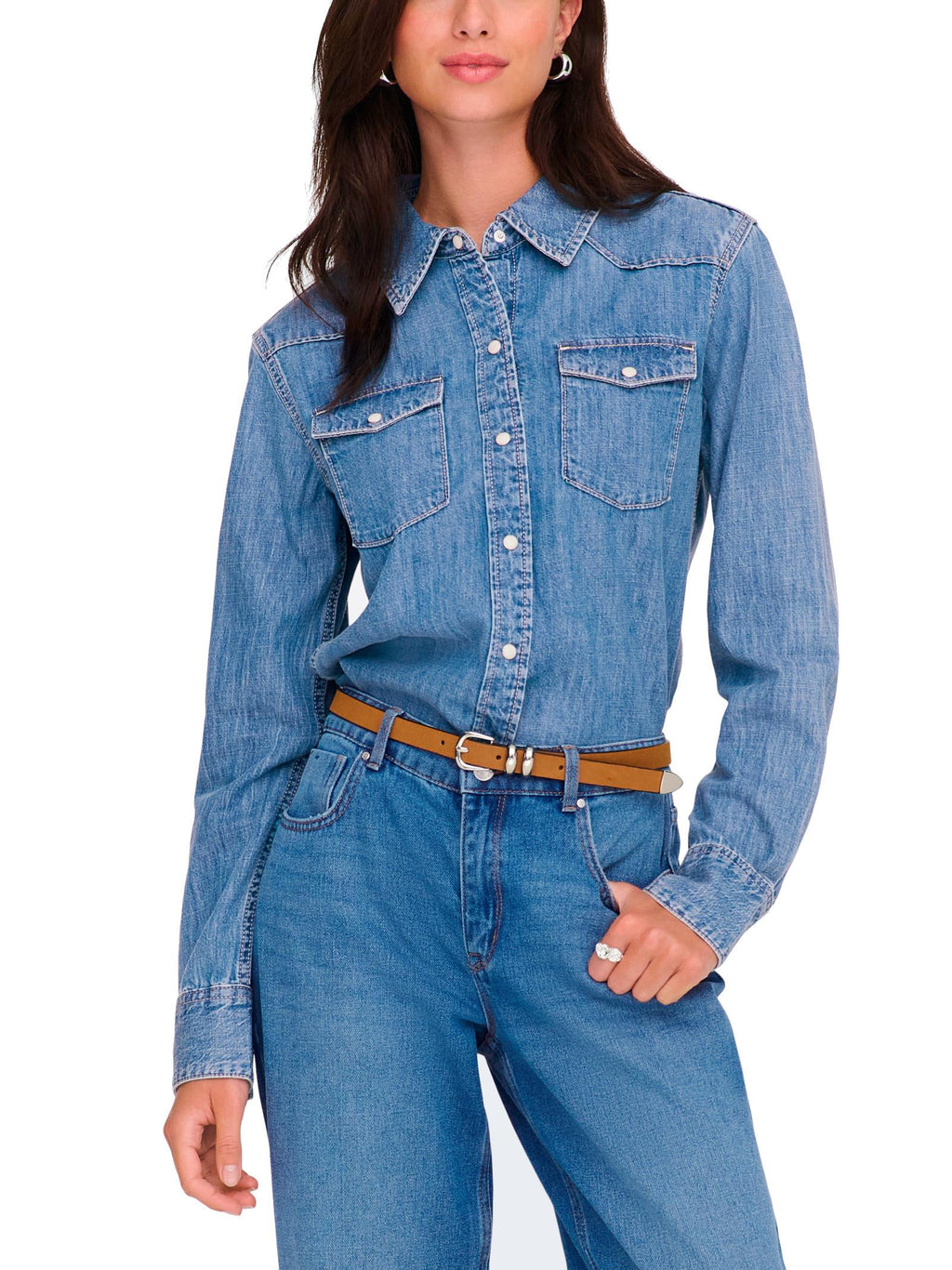 Camicia Only Charlize in denim Slim fit 15364777 /Medium Blue Denim ONLY 