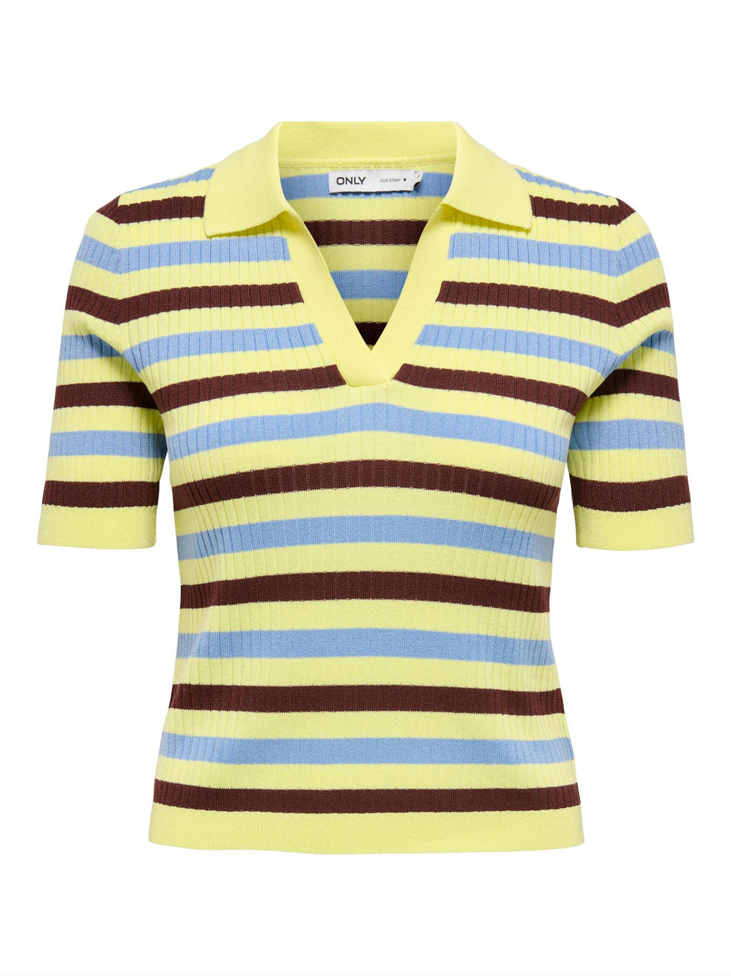Polo Only Kaya Giallo a righe in maglia 15363776 /Yellow ONLY 